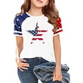 thumbnail image 1 of Tfken Summer Girls Tshirts Print Crew Neck Short Sleeve Tops For Independence Day Trendy Casual Children Soft Tops Blue Size 3-4 Years, 1 of 3