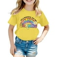 thumbnail image 1 of Tfken Summer Girls Tshirts Print Short Sleeve Crew Neck Tops Trendy Daily Wear Children Soft Tops Yellow Size 3-4 Years, 1 of 4