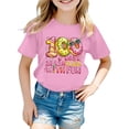 thumbnail image 1 of Tfken Summer Girls Tshirts Short Sleeve Letter Print Crew Neck Tops Trendy Back To School Children Soft Tops Pink Size 2-3 Years, 1 of 4