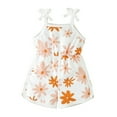thumbnail image 1 of Tfken Summer Jumpsuit For Girls Sleeveless Spaghetti Strap Square Neck Floral Print Onesie Trendy Kids Smooth Bodysuit Orange Size 3-4 Years, 1 of 5