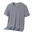 thumbnail image 1 of Tfken Summer Men Tshirts Crew Neck Solid Color Short Sleeve Tops Breathable Casual Daily Wear Male Soft Shirts Gray, 1 of 6