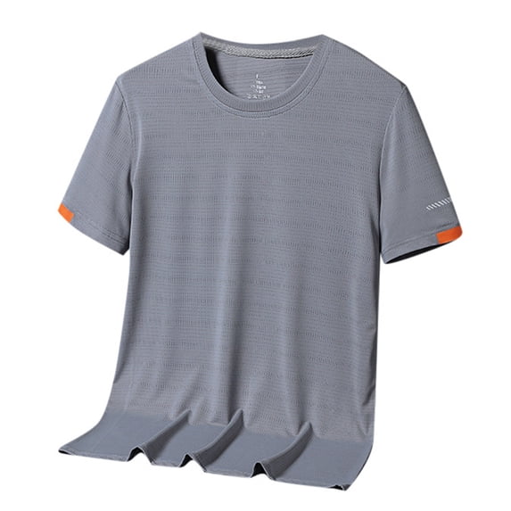 Tfken Summer Men Tshirts Crew Neck Solid Color Short Sleeve Tops Breathable Casual Daily Wear Male Soft Shirts Gray
