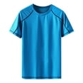 thumbnail image 1 of Tfken Summer Men Tshirts Solid Color Crew Neck Short Sleeve Tops Casual Breathable Daily Wear Male Comfortable Shirts Blue, 1 of 3