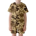 thumbnail image 1 of Tfken Summer Outfit Sets For Boys Print Crew Neck Short Sleeve Tops With Shorts Set For Performance Summer Baby Cute Outfit Beige Size 7-8 Years, 1 of 4