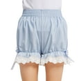 thumbnail image 1 of Tfken Summer Shorts For Girls Solid Color Elastic Waist Lace Hem Lantern Shorts Trendy Daily Wear Toddler Comfortable Clothes Blue Size 5-6 Years, 1 of 5