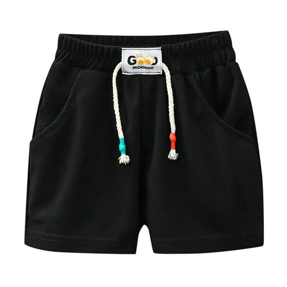 Tfken Summer Shorts For Girls Solid Color Elastic Waist Shorts With Pockets Casual Daily Wear Toddler Comfortable Clothes Black Size 3-4 Years