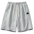 thumbnail image 1 of Tfken Summer Shorts For Men Drawstring Solid Color Elastic Waist Shorts With Pockets Fashion Daily Wear Male Comfortable Clothes Gray, 1 of 8