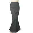 thumbnail image 1 of Tfken Summer Skirts For Women Elastic Waist Solid Color Long Pencil Skirts Trendy Daily Wear Female Leisure Clothes Gray, 1 of 5