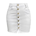 thumbnail image 1 of Tfken Summer Skirts For Women High Waist Solid Color Button Mini Denim Skirts With Pockets Trendy Casual Female Leisure Clothes White, 1 of 6