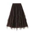 thumbnail image 1 of Tfken Summer Skirts For Women Solid Color Elastic Waist Tulle Long Handkerchief Skirts Trendy Casual Female Soft Clothes Brown, 1 of 5