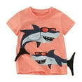 thumbnail image 1 of Tfken Summer T-Shirts For Boys Short Sleeve Crew Neck Cartoon Print Tops Fashion Daily Wear Children Soft Tops Orange Size 6-7 Years, 1 of 7