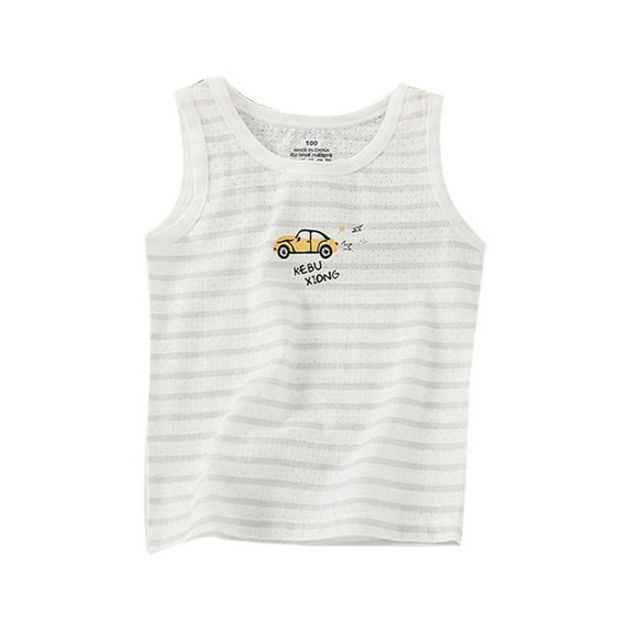 Tfken Summer T-Shirts For Boys Sleeveless Crew Neck Cartoon Print Shirts Sportswear Casual Fashion Toddler Soft Tops Gray Size 11-13 Years