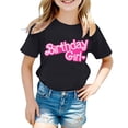 thumbnail image 1 of Tfken Summer T-Shirts For Girls Letter Print Crew Neck Short Sleeve Tops For Birthday Party Trendy Teen Comfortable Shirts Black Size 4-5 Years, 1 of 4