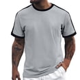thumbnail image 1 of Tfken Summer T-Shirts For Men Crew Neck Patchwork Short Sleeve Tops Fashion Casual Daily Wear Male Comfortable Shirts Gray, 1 of 8