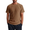 thumbnail image 1 of Tfken Summer T-Shirts For Men Solid Color Crew Neck Short Sleeve Knitted Tops Casual Daily Wear Male Comfortable Shirts Beige, 1 of 6