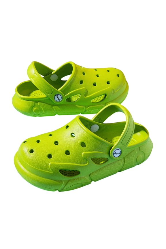 Summer Toddler Kids Lightweight Classic Clogs Solid Color Swivel Ankle Strap Resistant Sandals Outdoor Breathable Footwear Children Cute Eva Water Shoes Size 2.5-3 Years Green