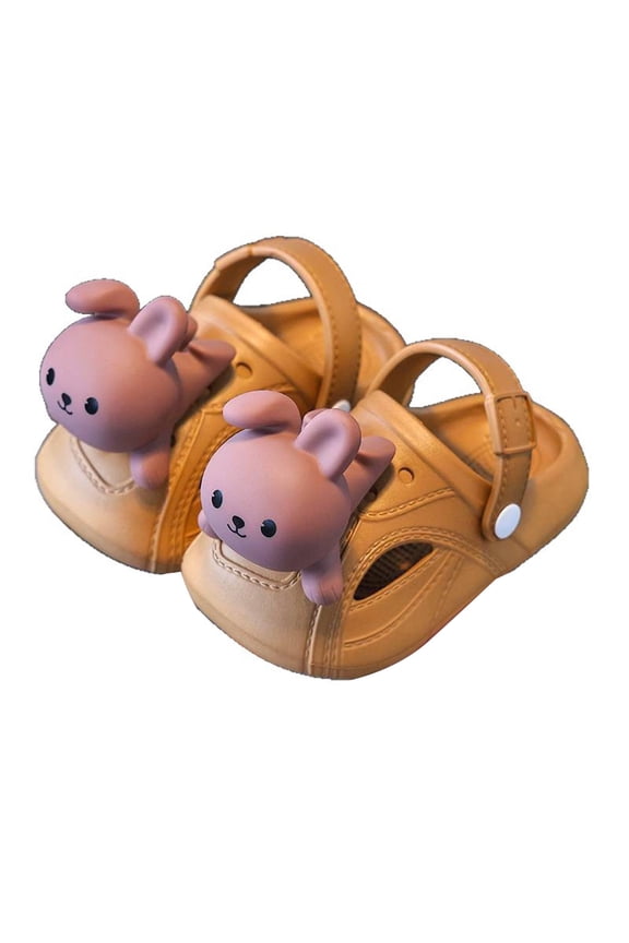 Summer Toddler Kids Lightweight Classic Clogs Swivel Ankle Strap Cartoon Decoration Resistant Sandals Breathable Footwear Cute Eva Water Shoes Size 8.5-9 Years Brown