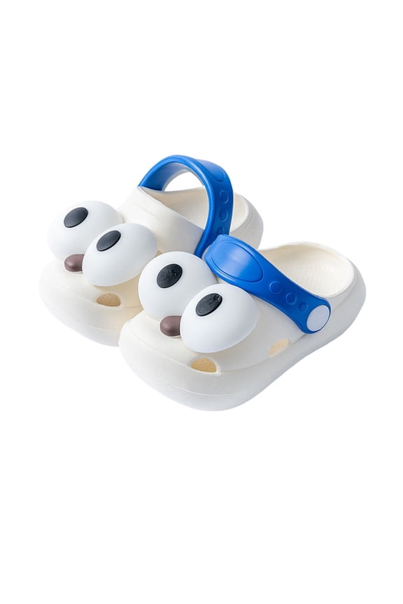 Summer Toddler Kids Lightweight Classic Clogs Swivel Ankle Strap Decoration Resistant Sandals Outdoor Casual Footwear Cute Eva Water Shoes Size 7-8 Years White