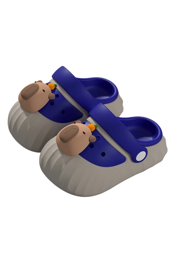 Summer Toddler Kids Lightweight Classic Clogs Swivel Ankle Strap Resistant Decoration Sandals Breathable Footwear Cute Eva Water Shoes Size 4-5 Years Blue