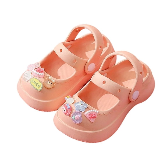 Tfken Summer Toddler Kids Lightweight Classic Clogs Swivel Ankle Strap Resistant Decoration Sandals Outdoor Casual Footwear Boys Girls Cute Eva Water Shoes Size 9-10 Years Pink