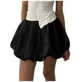 thumbnail image 1 of Tfken Summer Women Skirts Elastic Waist Solid Color Mini Bubble Skirts Trendy Daily Wear Female Classic Clothes Black, 1 of 3
