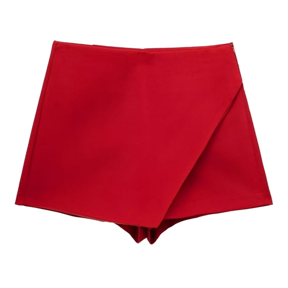 Tfken Summer Women Skirts Solid Color Elastic Waist Mini Skirts Fashion Daily Wear Female Comfortable Clothes Red