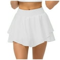 thumbnail image 1 of Tfken Summer Women Skirts Solid Color Elastic Waist Mini Skirts With Built In Shorts Casual Sportswear Female Leisure Clothes White, 1 of 5