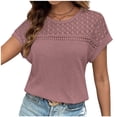 thumbnail image 1 of Tfken Summer Women Tshirts Solid Color Crew Neck Short Sleeve Tops Breathable Daily Wear Female Soft Shirts Red, 1 of 6