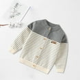 thumbnail image 1 of Tfken Sweater For Boys Child Daily Wear Color Block Classic-Fit Crew Neck Cardigan Sweater Grey Size 4-5 Years, 1 of 6