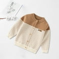 thumbnail image 1 of Tfken Sweater For Boys Child Long Sleeve Color Block Cardigan Daily Wear Fashion Sweater Brown Size 3-4 Years, 1 of 8