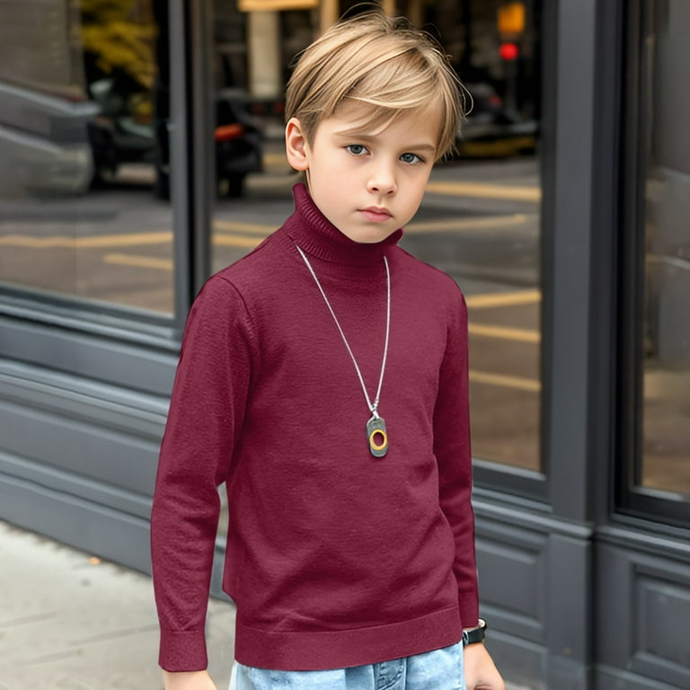 Tfken Sweater For Boys Child Size 7-8 Years Turtleneck Solid Color