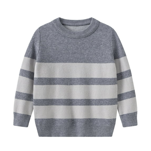 Tfken Sweater For Boys Kids Long Sleeve Color Block Pullover Warm Classic-Fit Sweater Grey Size 5-6 Years