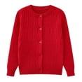 thumbnail image 1 of Tfken Sweater For Girls Toddler Crew Neck Long Sleeve Solid Color Button Fall Cardigan Sweaters Red Size 7-8 Years, 1 of 6