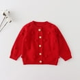 thumbnail image 1 of Tfken Sweater For Girls Toddler Fashion Solid Color Trendy Crew Neck Cardigan Sweater Red Size 18-24 Months, 1 of 3