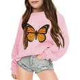 thumbnail image 1 of Tfken Sweatshirt For Girls Kids Casual Long Sleeve Crew Neck Butterfly Print Tops Relaxed Cute Pullover Sweater Pink Size 9-10 Years, 1 of 3