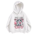 thumbnail image 1 of Tfken Sweatshirt For Girls Kids Fall Cat Print Tops Long Sleeve Hooded Comfortable Pullover Sweater White Size 5-6 Years, 1 of 3