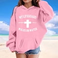 thumbnail image 1 of Tfken Sweatshirt For Girls Kids Long Sleeve Cross Print Tops Daily Wear Soft Hoodies Size 2-3 Years Light Pink, 1 of 4