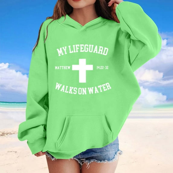 Tfken Sweatshirt For Girls Kids Size 4-5 Years Long Sleeve Cross Print Tops Soft Daily Wear Hoodies Light Green