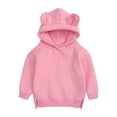 thumbnail image 1 of Tfken Sweatshirt For Toddler Boys Size 9-12 Months Fleece Long Sleeve Hooded Hoodies Comfortable Solid Color Pink Tops, 1 of 4