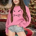 thumbnail image 1 of Tfken Sweatshirt For Toddler Girls Casual Long Sleeve Crew Neck Cat Print Pullover Sweater Fleece Relaxed Tops Pink Size 6-7 Years, 1 of 4