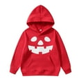 thumbnail image 1 of Tfken Sweatshirt For boys Size 3-4 Years Halloween Long Sleeve Hooded Tops Pumpkin Print Outdoor Red Hoodies, 1 of 4