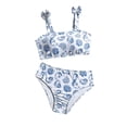 thumbnail image 1 of Tfken Swimsuit Set Outfits For Teen Girls Summer Swim Beach 2 Piece Swimming Bikini Vest With Trunks Set Swimwear Quick Dry Ocean Print Chlid Breathable Bathing Suits Size 10-11 Years White, 1 of 7