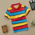 thumbnail image 1 of Tfken T-Shirts Child Big Boys Size 7-8 Years Bright Striped Print Short Sleeve Classic-Fit Tee Casual Orange Tops, 1 of 3
