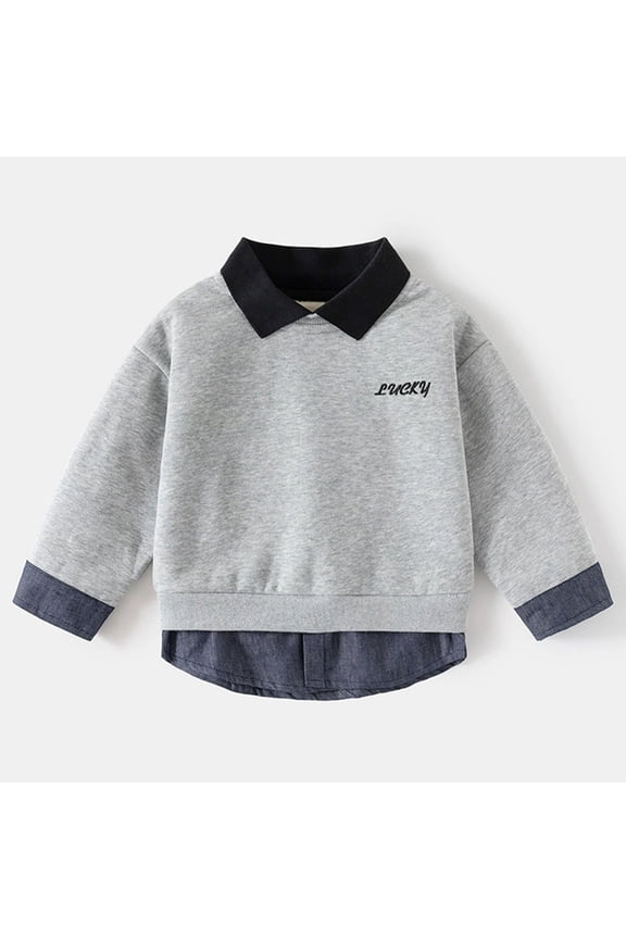 Tee Child Little Boys Size 3-4 Years Color Black Long Sleeve Comfortable Shirts Fashion Light Gray Tops