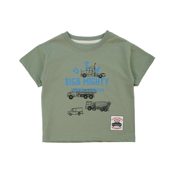 Tfken Tee For Boys Toddler Letter Print Short Sleeve Tops Summer Cute T-Shirts Size 6-8 Years Green