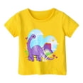 thumbnail image 1 of Tfken Tee For Girls Toddler Heart Print Short Sleeve Crew Neck T-Shirts Yellow Size 3-4 Years Summer Trendy Tops, 1 of 3