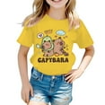 thumbnail image 1 of Tfken Tee For Girls Toddler Loose Breathable Crew Neck T-Shirts Short Sleeve Capybara Print Tops Yellow Size 4-6 Years, 1 of 3