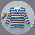 thumbnail image 1 of Tfken Tee For Girls Toddler Size 1-2 Years Striped Print Long Sleeve Gentleman Shirts Fashion Dark Blue Tops, 1 of 3