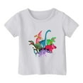 thumbnail image 1 of Tfken Tee For Girls Toddler Size 4-5 Years White Summer Dinosaur Print Tops Charming Short Sleeve T-Shirts, 1 of 3