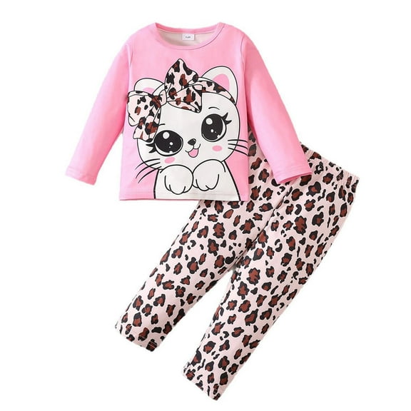Tfken Teen Girls Outfit Set Crew Neck Long Sleeve Cat Print Sweater Ankle Straight-Leg Pant Autumn Red Clothing Sets Size 5-6 Years